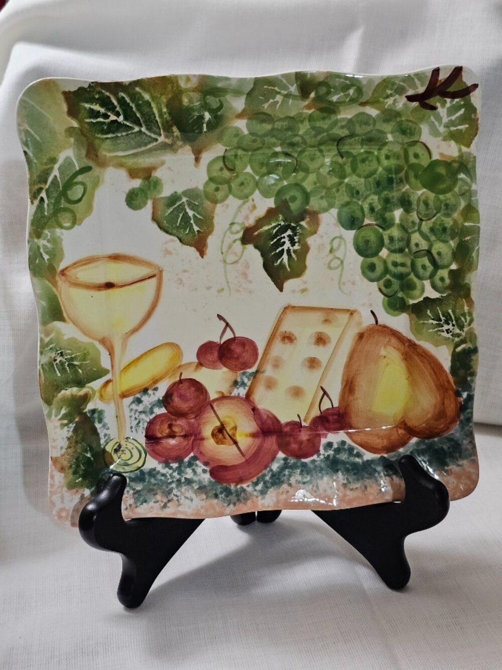 N. D Hand-painted Colorful ceramic square Cheese Plate
